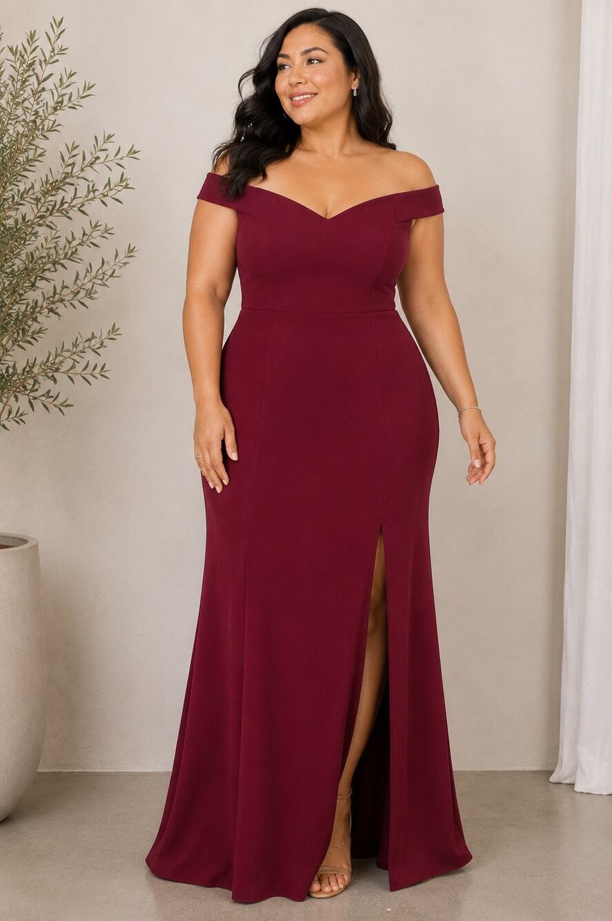 Dessy Collection Vivian Diamond Burgundy Bridesmaid Gown Size 18 Style 3012